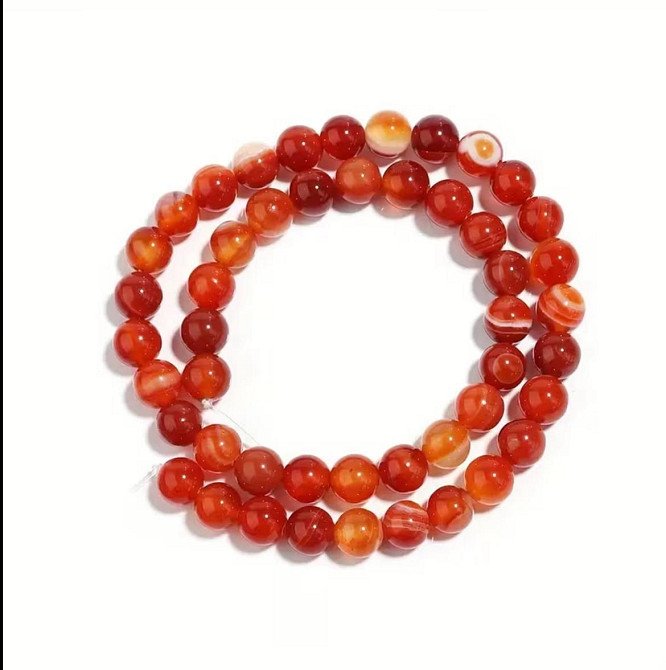 Нить сердолика 10 мм – натуральные бусины из камня для браслетов Киев - изображение 1