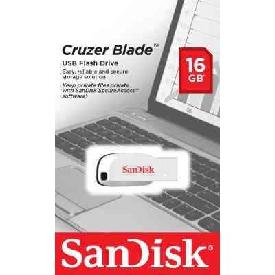USB флеш накопичувач SanDisk 16GB Cruzer Blade White USB 2.0 (SDCZ50C-016G-B35W) Вінниця