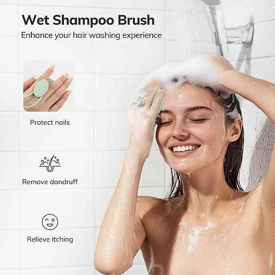 Силиконовая массажная щетка Sndyi Fir Green для мытья головы и тела массажер против перхоти стимуляция роста Киев