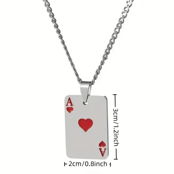 Подвеска «Туз червовый» – кулон-карта на стальной цепочке, 3×2 см Киев