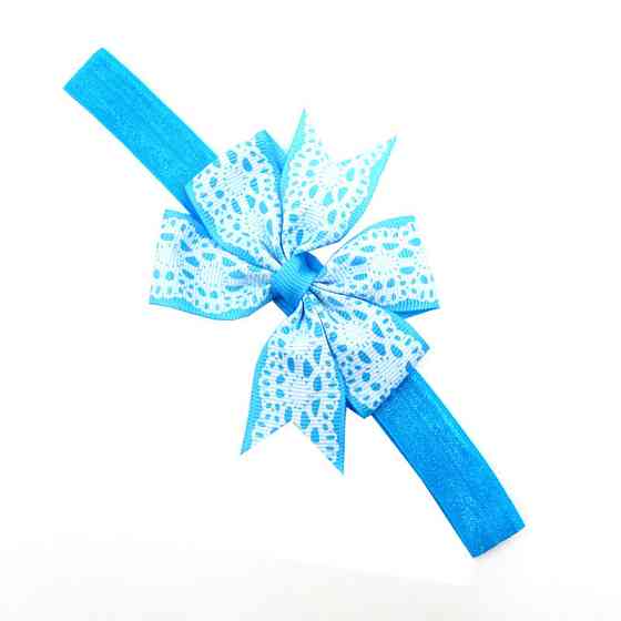 Дитяча пов'язка з мереживним принтом one size блакитно-білий Київ