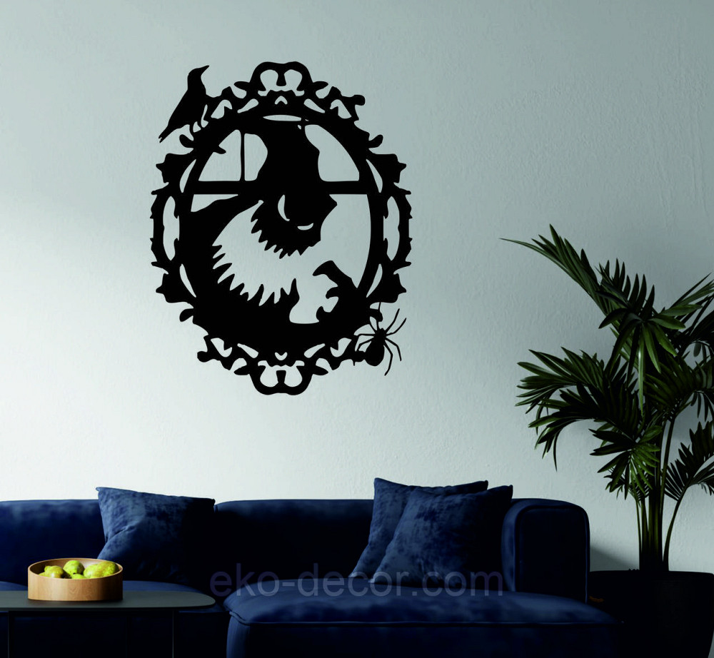 Декоративне настінне Панно «Монстр. Гелловін.», Декор на стіну 70*54 см, Чорний Київ - фото 1