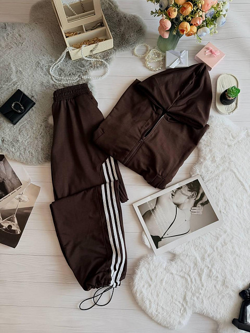 Женский стильный повседневный костюм двойка качественная двунить Шоколад, 46/48 Одесса - изображение 6