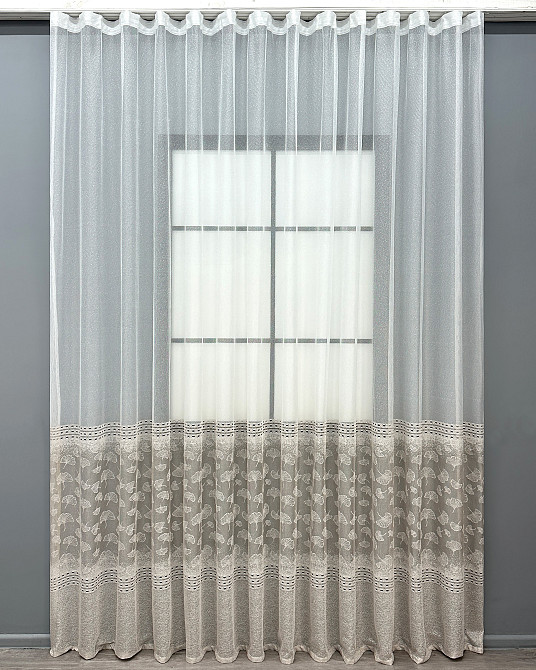 Тюль VR-Textil 2144т Жакард Білий з капучино 500х250 см (43-428) Київ - фото 2