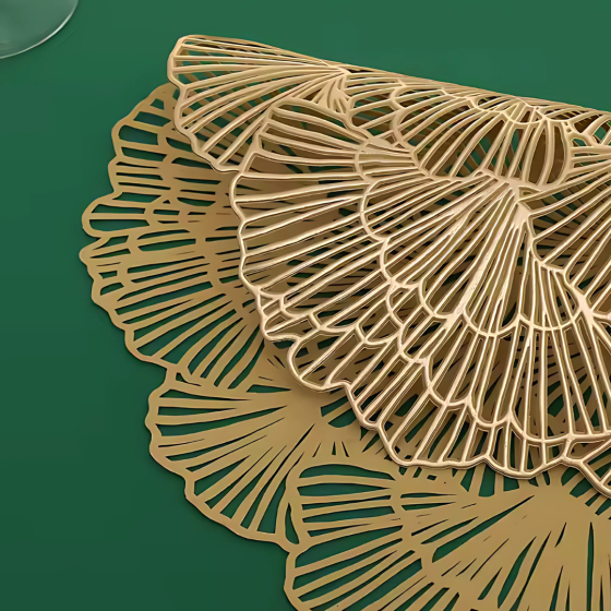 Сервірувальна серветка під гаряче ажурна, килимок сервірувальний килимок золотистий набір 2 шт Кам'янець-Подільський