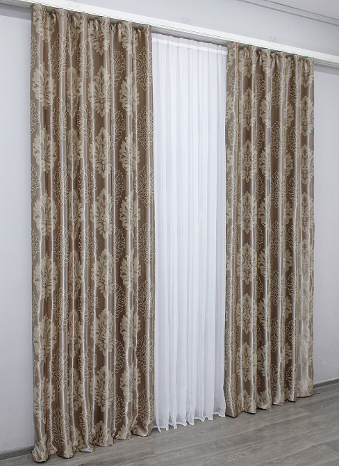 Комплект готових штор VR-Textil Блекаут-софт Корона № 1280ш(А) Карамельний з бежевим 150х270 см 2шт (33-0123) Київ - фото 4