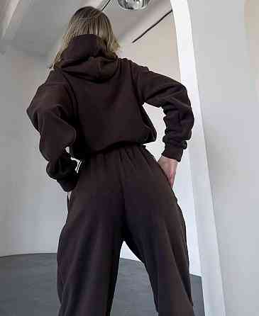 Жіночий стильний теплий костюм двосторонній фліс. Шоколад, 46/48 Одеса