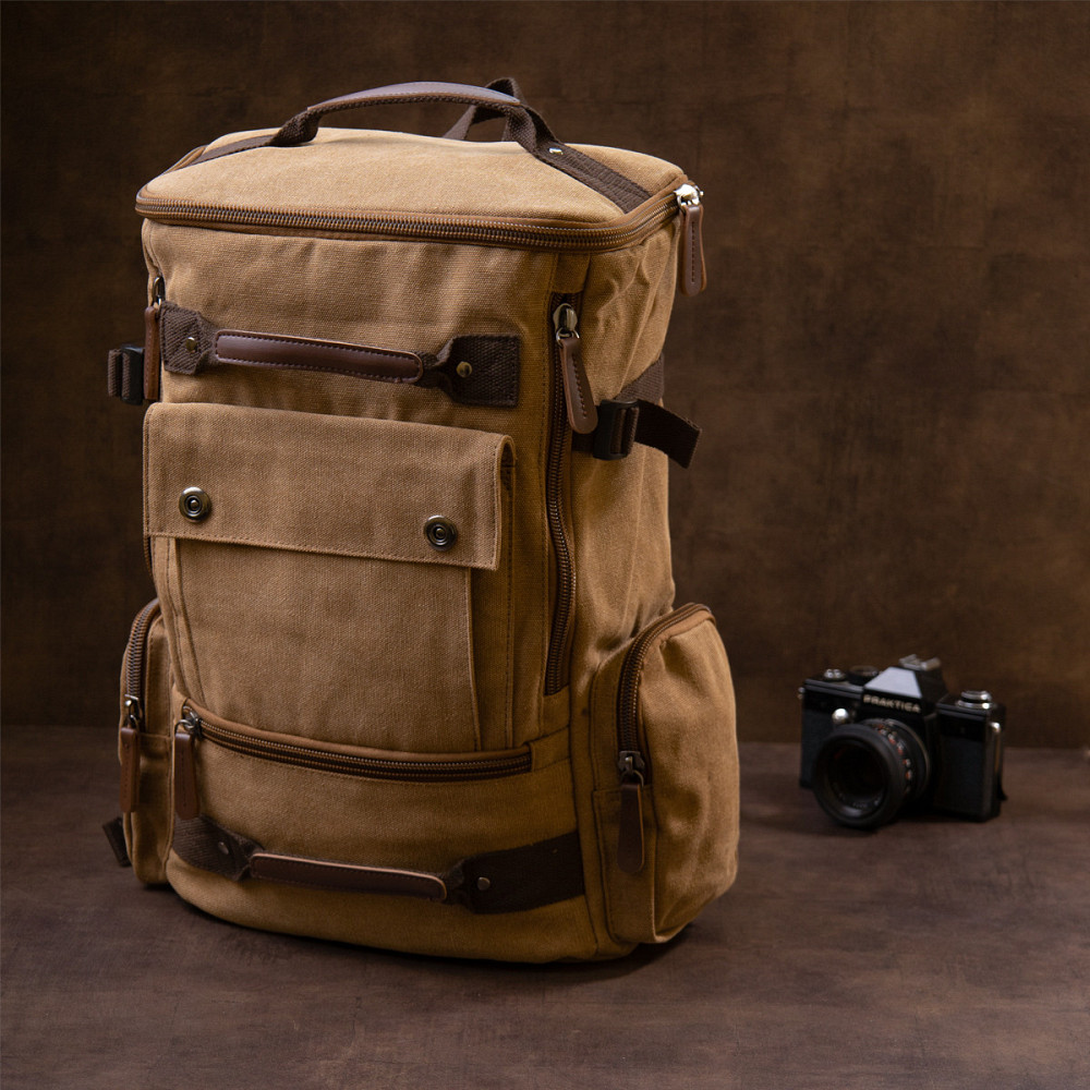 Рюкзак текстильний дорожній унісекс з ручками Vintage 20664 Пісочний Київ - фото 9