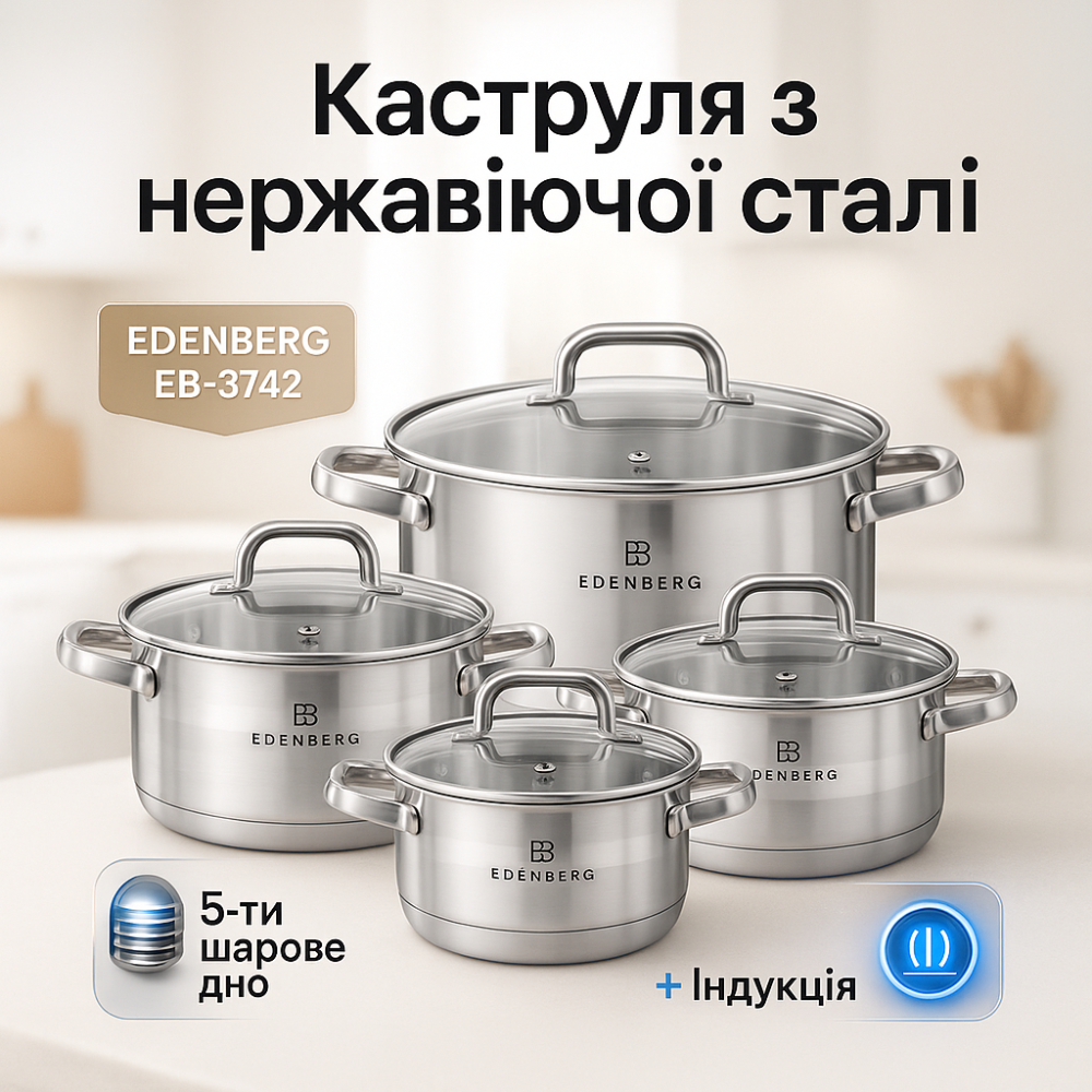 Кастрюли с крышками, Набор кастрюль премиум, Набор кастрюль качественных с крышками QR-59 Львов - изображение 2