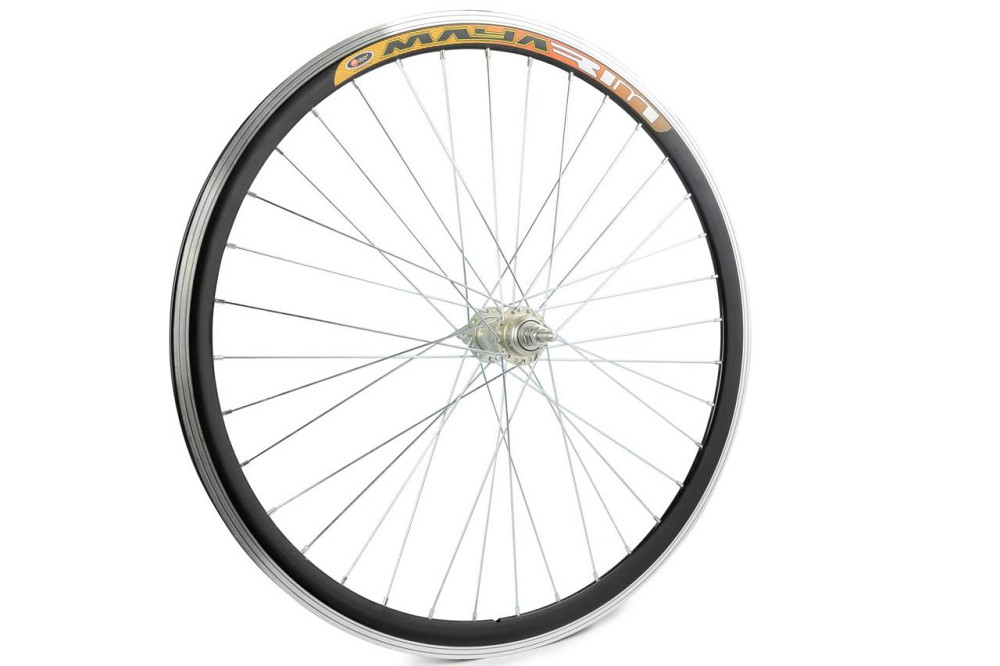 Обод велосипедный (в сборе) 28 (перед, 36 спиц, алюминий) (двойной) алюм. втулка черный Мукачево - изображение 1