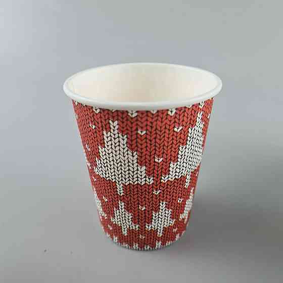 Бумажные стаканы цветные 175мл НГ "ЕЛКИ НА КРАСНОМ"  Маэстро (50 шт) Харьков