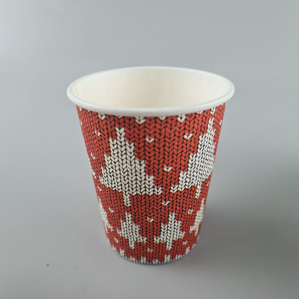 Бумажные стаканы цветные 175мл НГ "ЕЛКИ НА КРАСНОМ"  Маэстро (50 шт) Харьков - изображение 2