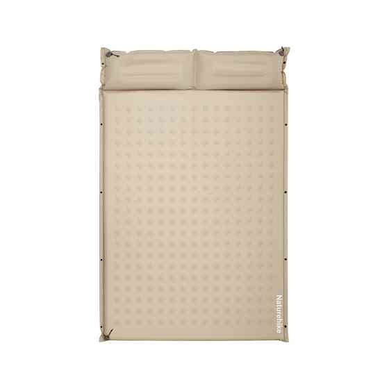 Матрац туристичний із подушкою, самонадувний двомісний Naturehike CNK2550WS025, вологостійкий, 200х130х3 см, бежевий Київ