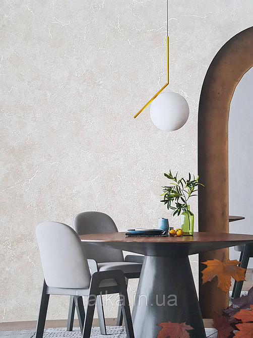 Шпалери вінілові на флізеліні гарячого тиснення DU&KA 1.06х10 вензель основа під штукатурку сірі коричневі Київ - фото 1