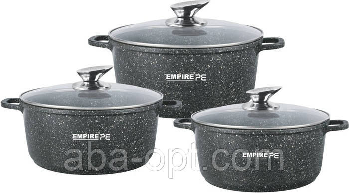 Набір каструль з антипригарним гранітним покриттям V 2/4/6.5 л Блек (шт) Одеса - фото 1