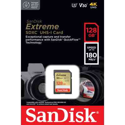 Карта пам&apos;яті SanDisk 128GB SD class 10 UHS-I Extreme (SDSDXVA-128G-GNCIN) Вінниця