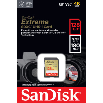 Карта памяти SanDisk 128GB SD class 10 UHS-I Extreme (SDSDXVA-128G-GNCIN) Винница - изображение 3