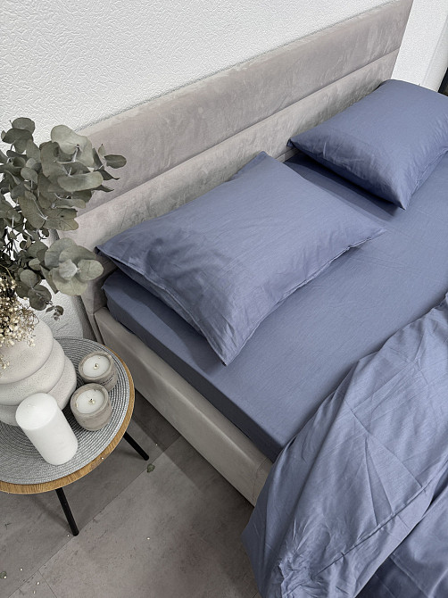 Ecotton Комплект постільної білизни Ecotton двоспальний 180х215 см сатин однотонний синій Singl Коломия - фото 3