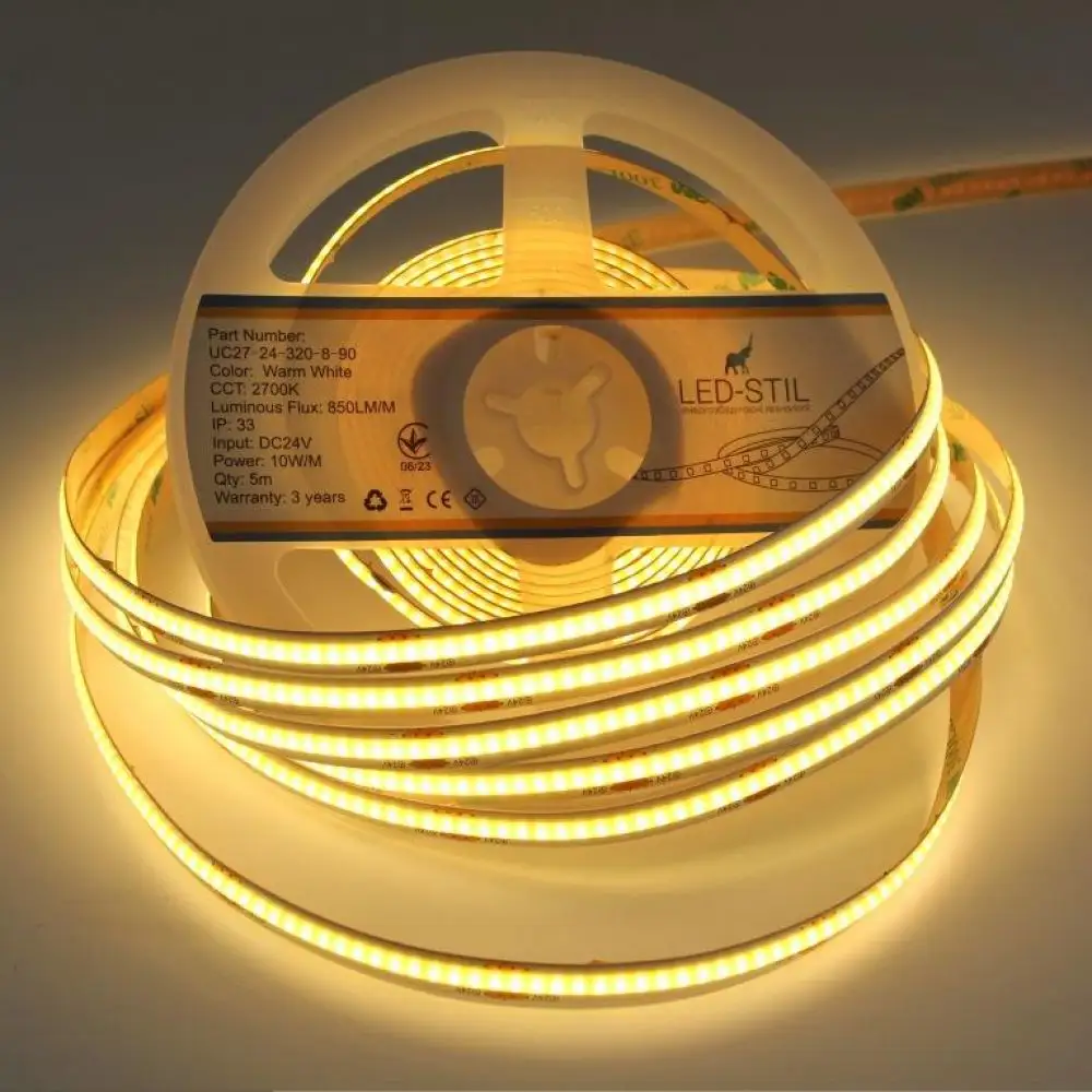 LED-STIL Світлодіодна стрічка LED-STIL 2700K 10 Вт/м COB 320 діодів IP33 24 Вольта 900 Lm тепле Коломия - фото 5