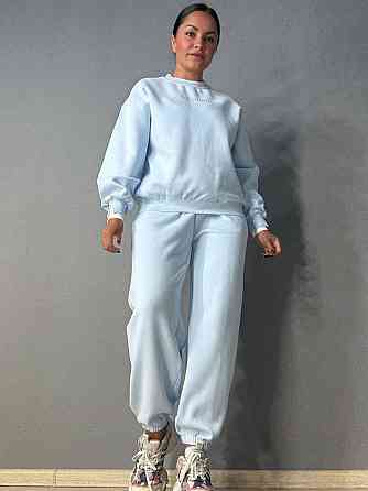 Костюм жіночий A-N 27063 світшот і джогери оверсайз з вишивкою блакитний , блакитний, S Київ