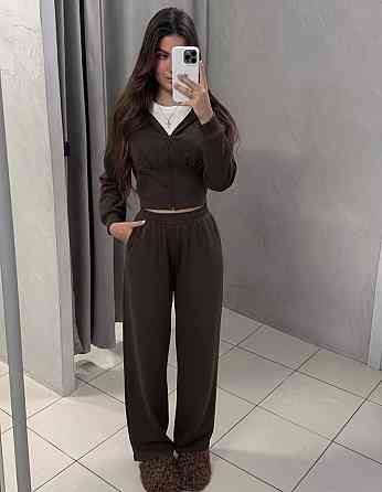 Жіночий стильний повсякденний костюм-двійка  двонитка люкс Шоколад, 44/46 Одеса