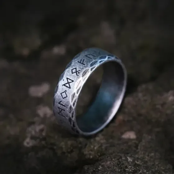 Перстень с рунами из нержавеющей стали — нордический стиль (унисекс) Киев