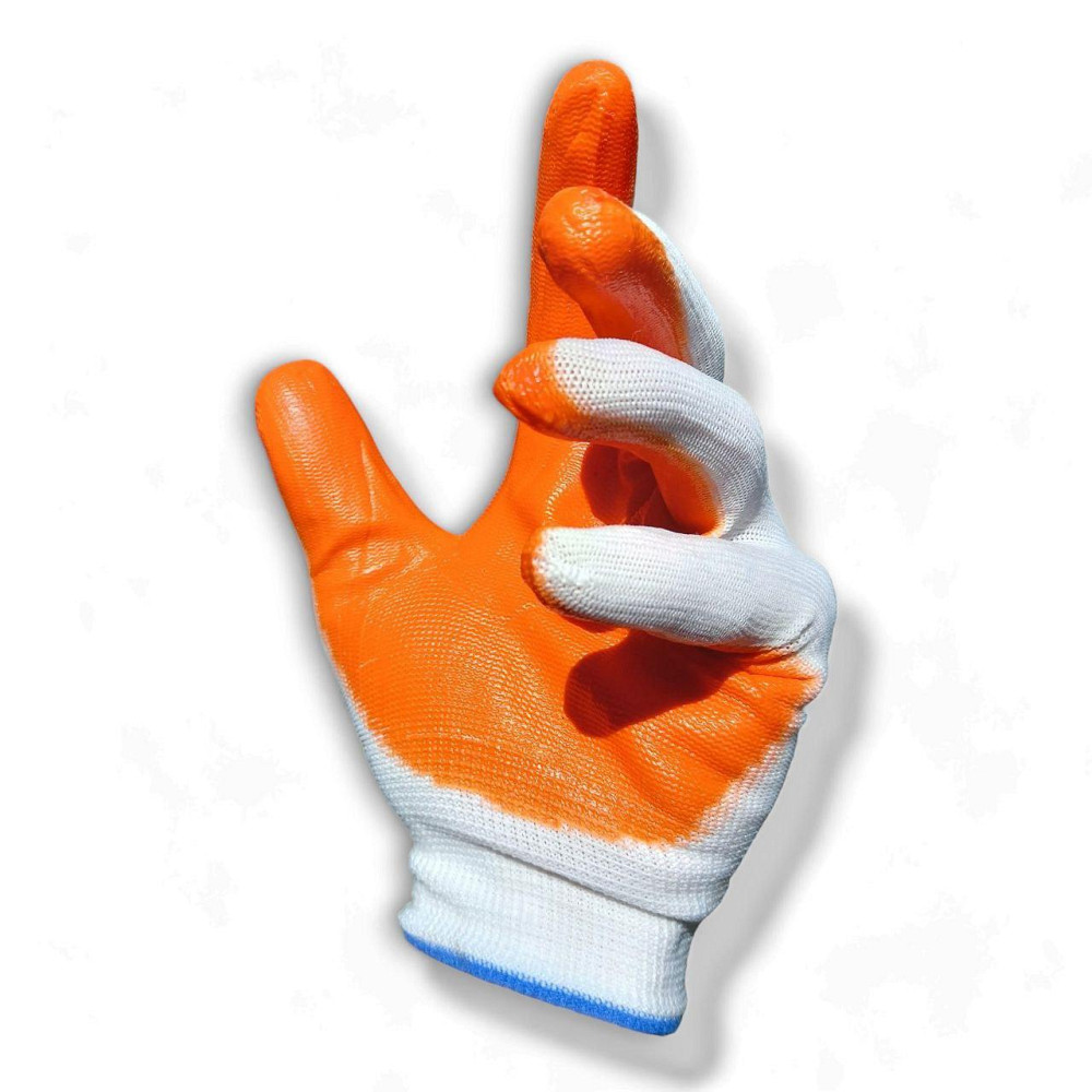 Рукавички робочі господарські стрейч латекс залиті Жовтогарячі Харків - фото 4