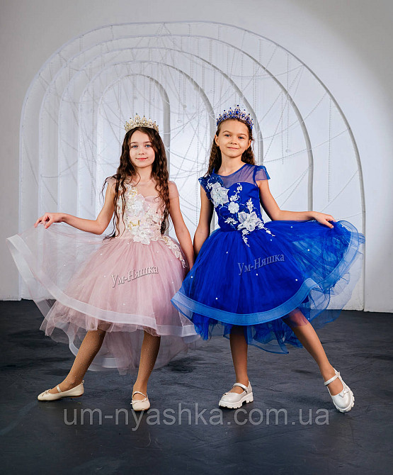 Дитяча сукня видовжене ззаду Синя 122-134 Кривий Ріг - фото 4