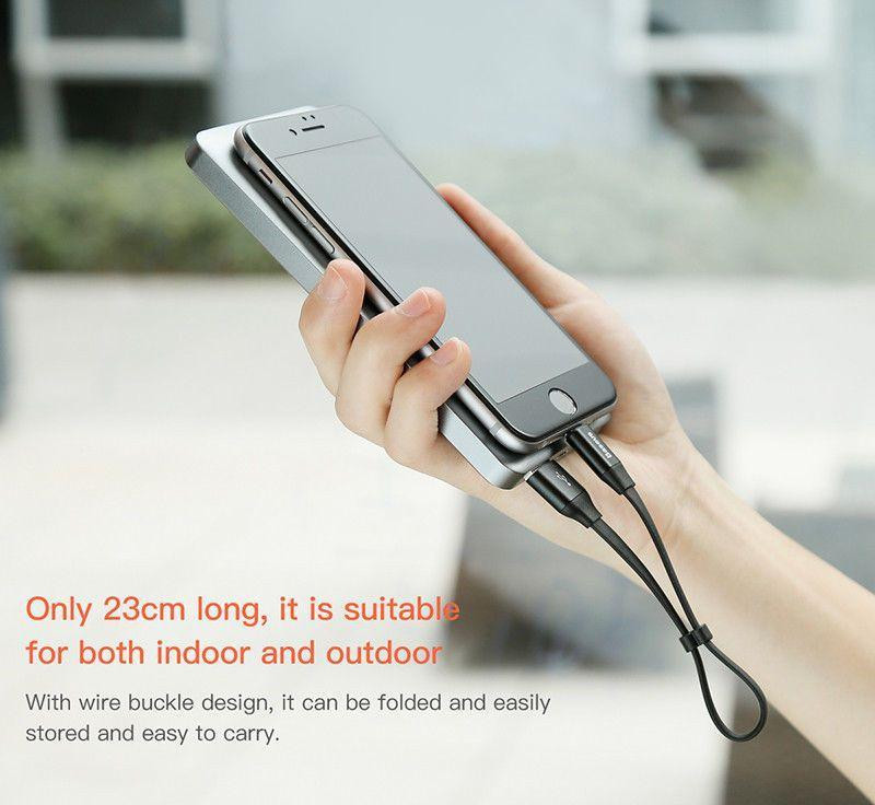 Кабель USB-Lightning/MicroUSB Baseus Two-in-one Portable Cable CALMBJ-01 (Чорний, 0.23 м) Миколаїв - фото 6