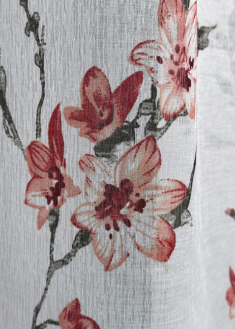 Тюль батист, колекція "Flora" колір білий із червоно-коричневим 1904т Київ - фото 4