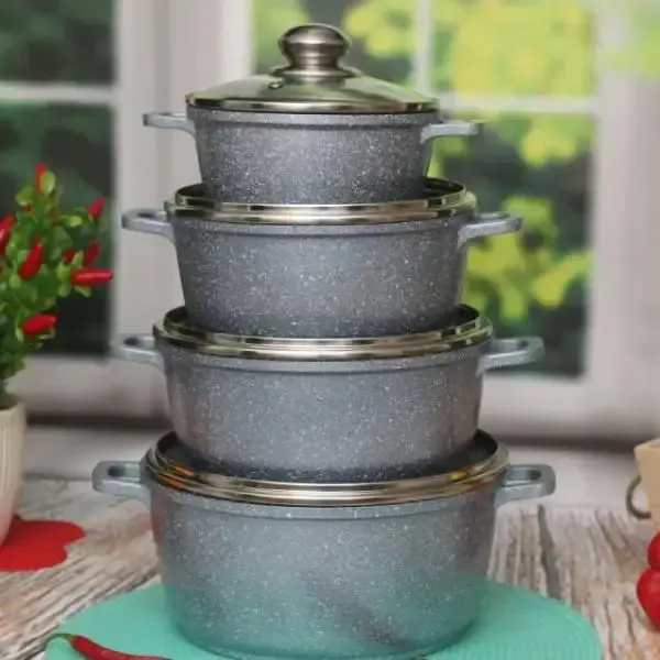 Набор кастрюль с мраморным покрытием 8 предметов Benson BN-379 Коломия - фото 1