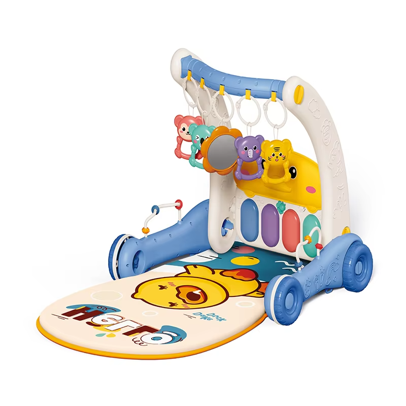 Музыкальный игровой коврик-ходунки с пианино, игрушками и зеркальцем, 2в1, голубой Каменец-Подольский - изображение 5