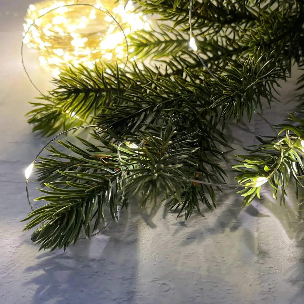 Светодиодная гирлянда Роса 200 метров, диоды теплого белого цвета на зеленом проводе, 2000 LED, с пультом управления Коломия - фото 2