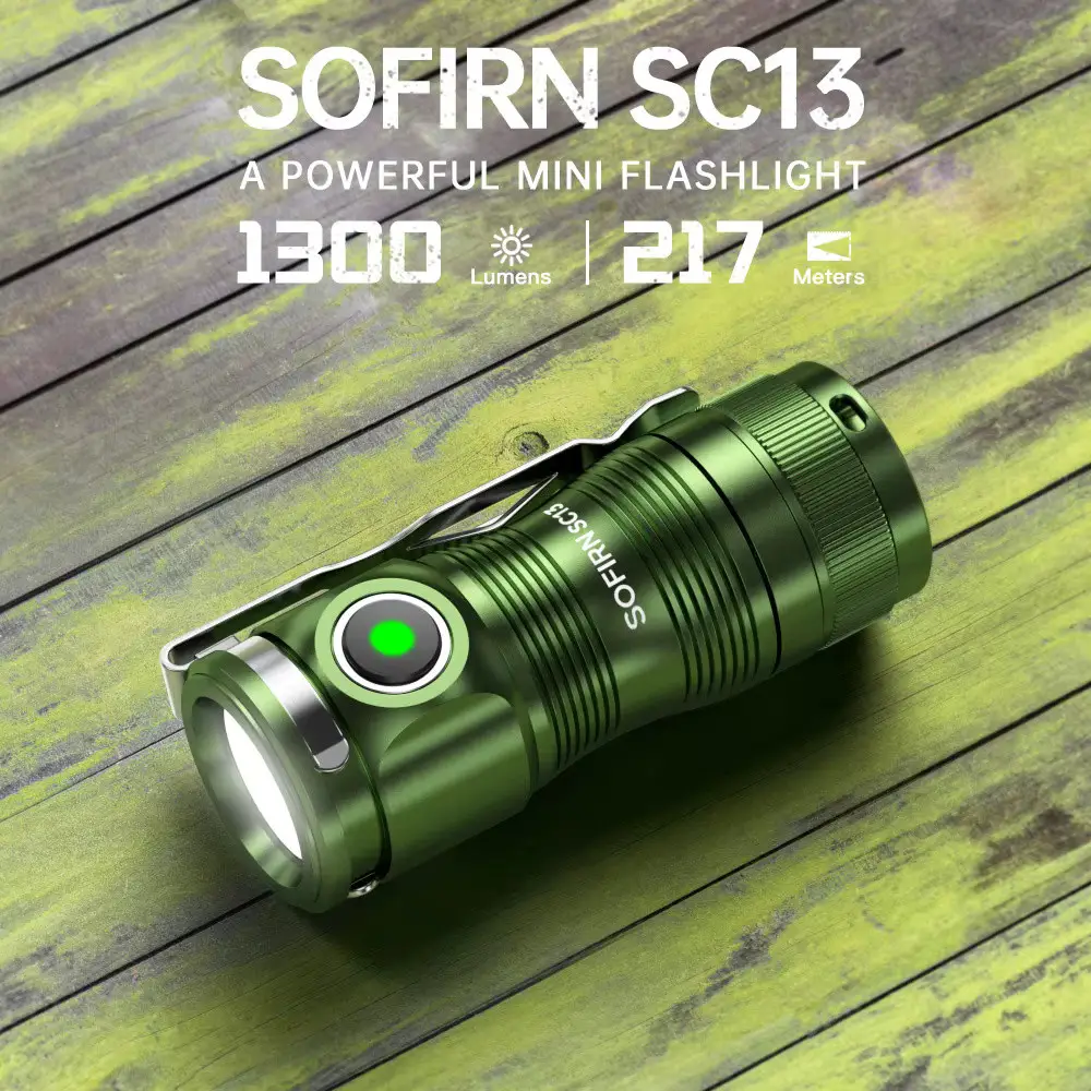 Ліхтар ручний Sofirn SC13 Luminus SST40 6500K 1300 лм 217 м type-C АКБ 1100mAh Зелений Київ - фото 6