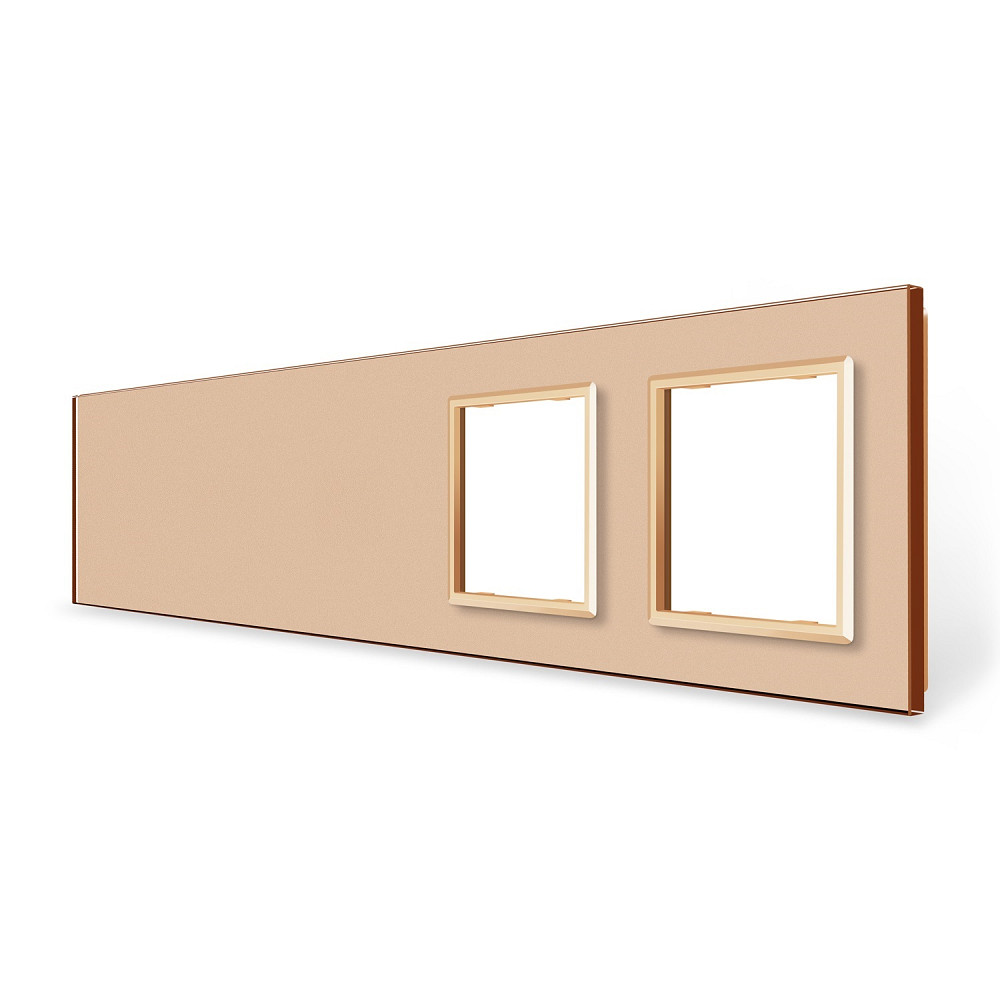 Рамка 5-постова порожня Х сенсорів 2 розетки (Х-Х-Х-0-0) LIVOLO, загартоване скло, золота, 365×80 мм (VL-P700/00/00/E/E-10A) Коломия - фото 3