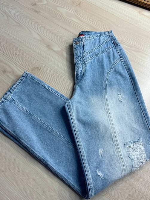 Джинси жіночі Jeandia 369 straight fit на кокетці зі швами рвані блакитні, блакитний, 42, 42, 82 см, 112 см Київ - фото 7