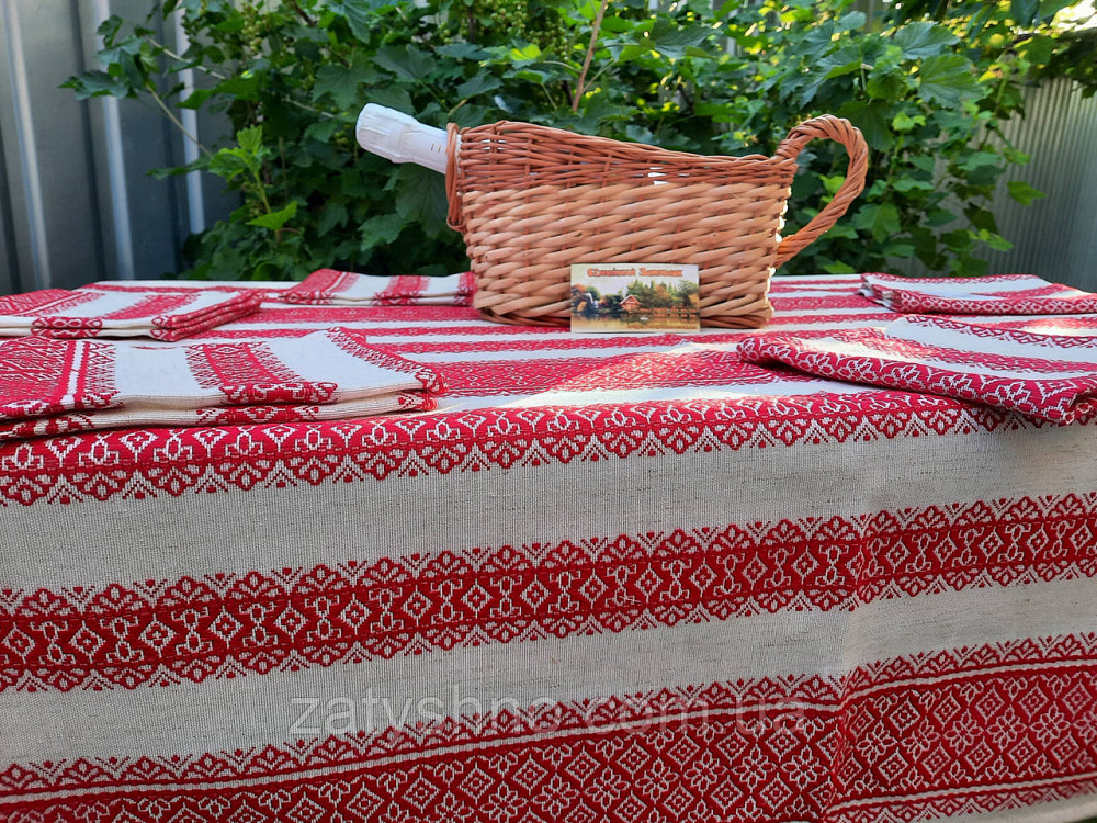 Скатертина шикарна на стіл у червоному кольорі 120*140 Київ - фото 4