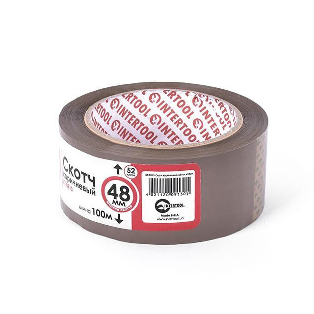 Скотч коричневий, 100 м × 48 мм, 44 мкм INTERTOOL KT-0913 Київ - фото 2