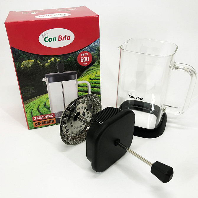 Чайник самовар скляний Con Brio 600 мл CB-6660B, Стильний чайник для заварки, Френч-прес WX-916 з ручкою Київ - фото 8