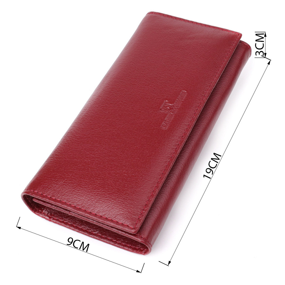 Елегантний гаманець у два складення з натуральної шкіри ST Leather 23065 Бордовий Київ - фото 3