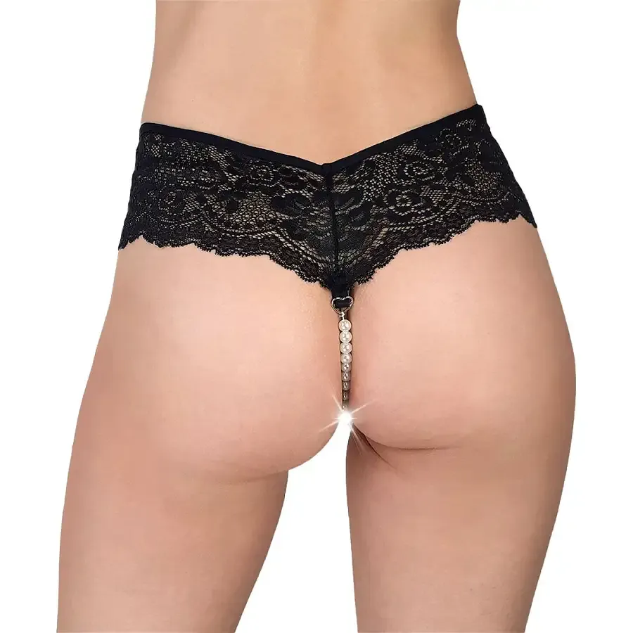 Сексуальні жіночі трусики Fabiana з перлами, чорні, розмір XS-M Львов - изображение 2