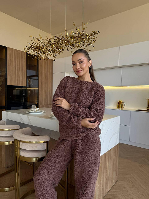 Жіноча махрова піжама з тканини Teddy Шоколад 42/46 Харків - фото 5