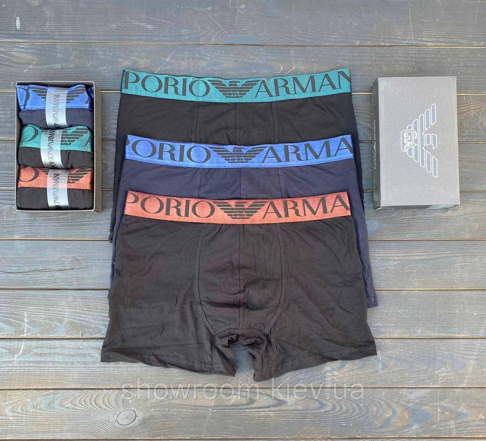 Чоловічі брендове труси боксери, 3шт, Armani (9172) L Київ - фото 1