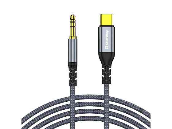 Переходник Адаптер USB-C to 3.5мм mini-Jack 1.2м серый ТМ СolorWay Киев