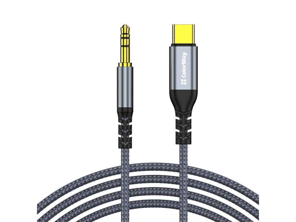 Переходник Адаптер USB-C to 3.5мм mini-Jack 1.2м серый ТМ СolorWay Киев - изображение 1