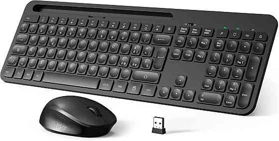 Бездротовий комплект клавіатура та миша TedGem, 2.4G USB, 110 клавіш, слот для смартфона, чорний, дл Київ