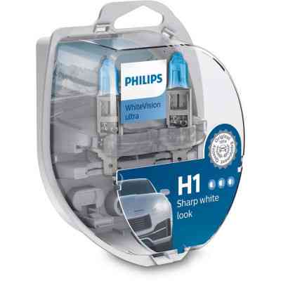 Автолампа Philips H1 WhiteVision Ultra +60%, 3700K, 2шт/блістер (12258WVUSM) Вінниця
