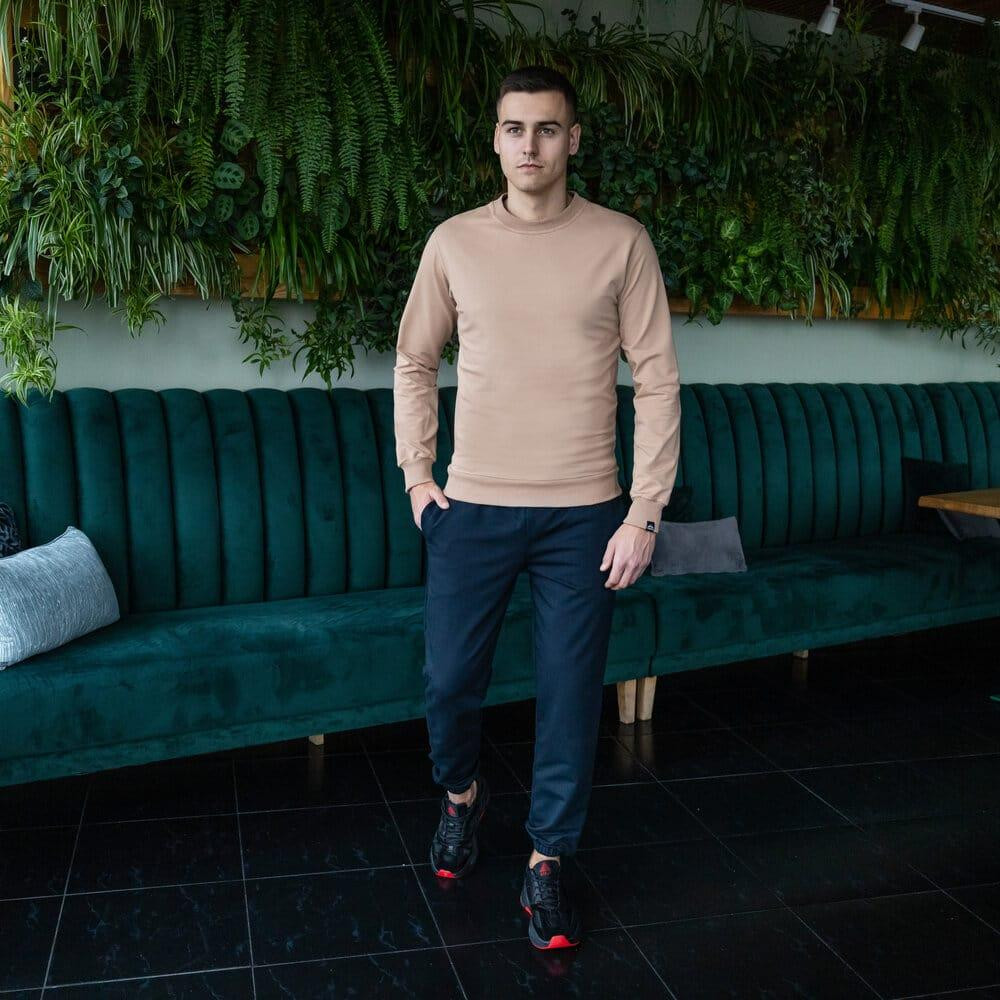 Світшот чоловічий однотонний бежевий Pobedov 001 Київ - фото 4