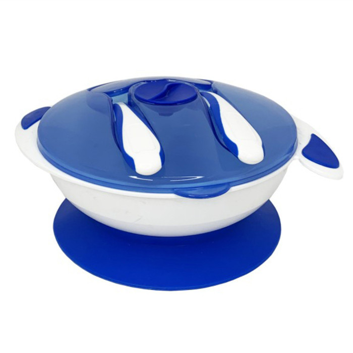 Тарілка на присосці з ложкою та виделкою MGZ-0109(Blue) 350 мл Вінниця - фото 1