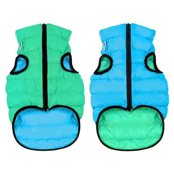 Курточка для собак AiryVest Lumi двостороння, світиться в темряві, розмір S 30, салатово-голуба Коломыя